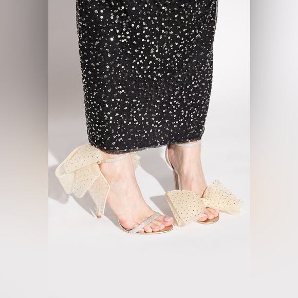 Jimmy Choo Aveline 100 Dusty Glitter with Crystal Platinum Ice/Ivory - Picture 1 of 9